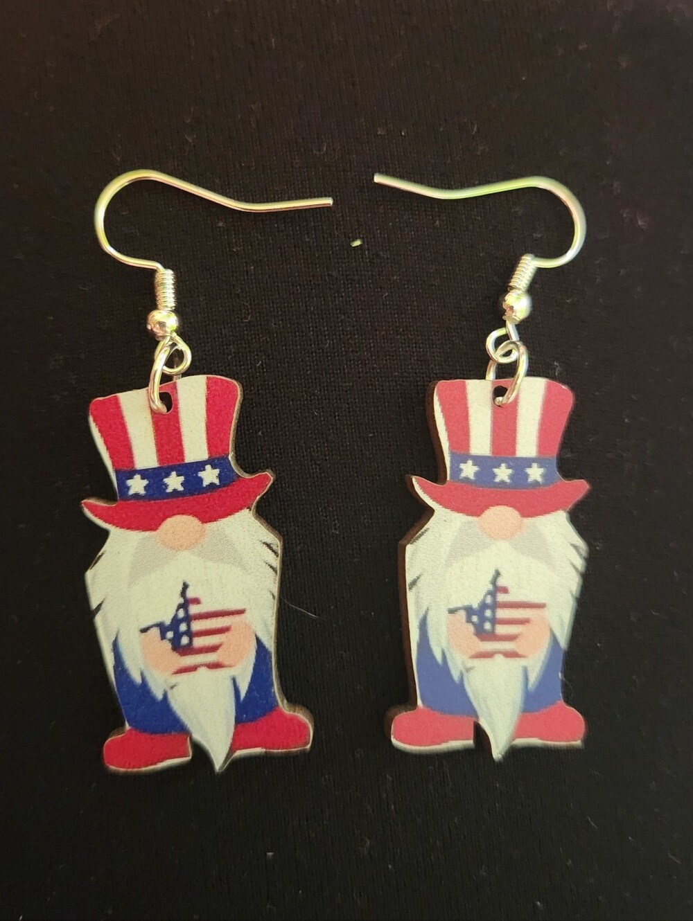 🎉 Fourth Of July Gnome Wooden Earrings